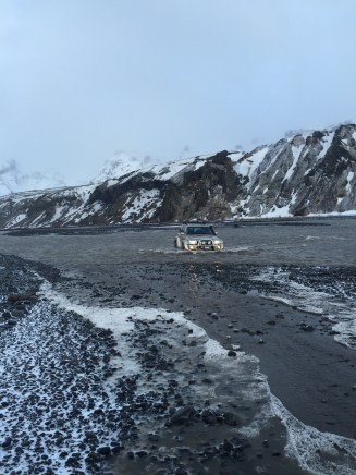 Crossing a river in Thorsmark. Seatbelts optional.