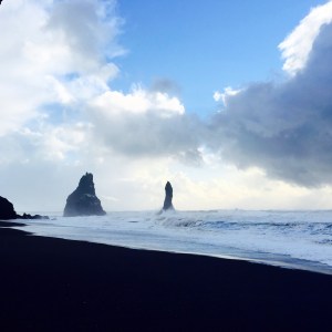 Black sand beach on the south coast.